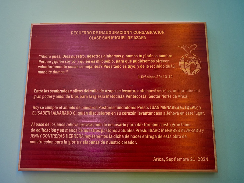 Inauguración y Consagración «Clase San Miguel de Azapa»