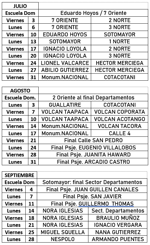 Calendario de Local El Alto