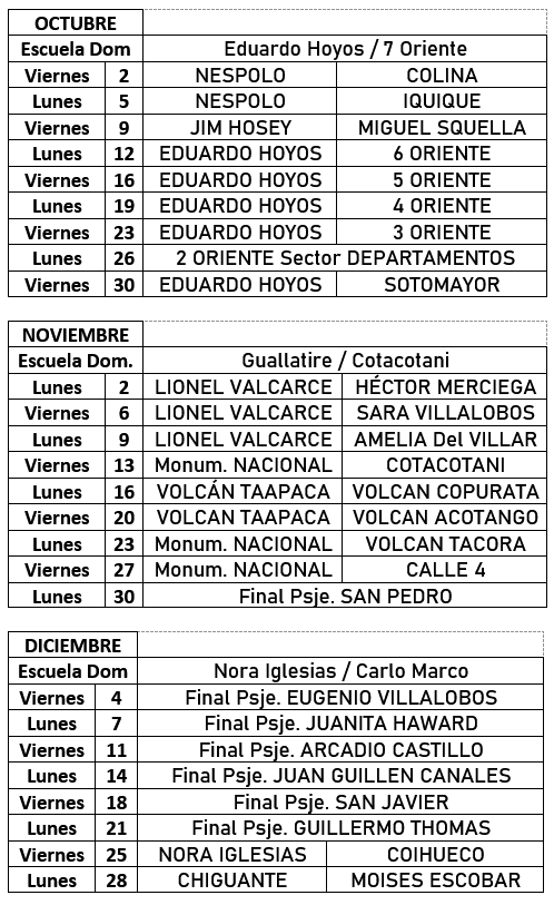 Calendario de Local El Alto