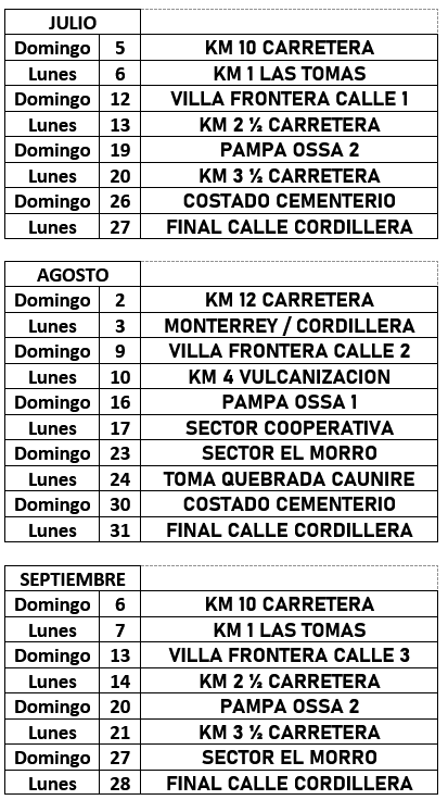Calendario de Local Valle Hermoso