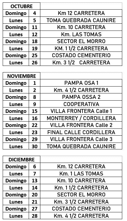 Calendario de Local Valle Hermoso